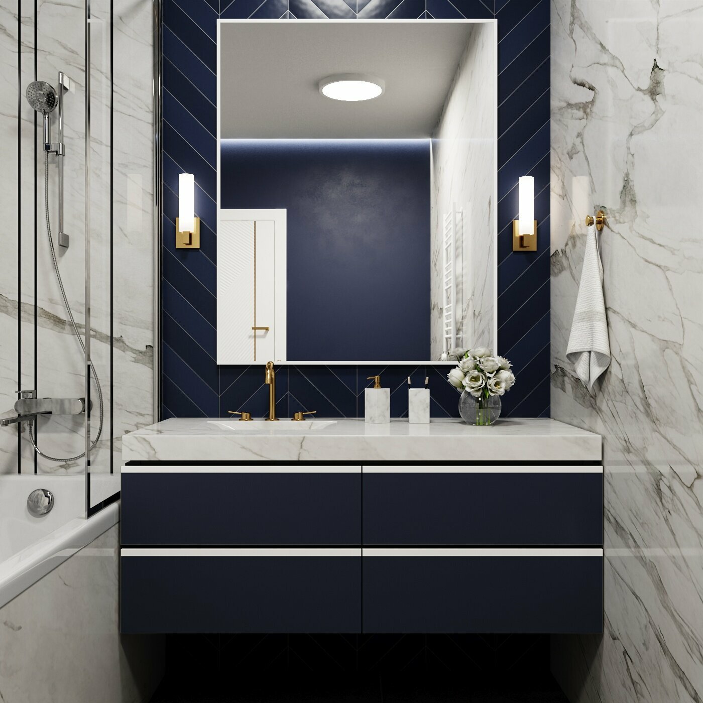 Зеркало настенное в алюминиевой раме BLX MIRROR 110х90 см. Белое — фото 1