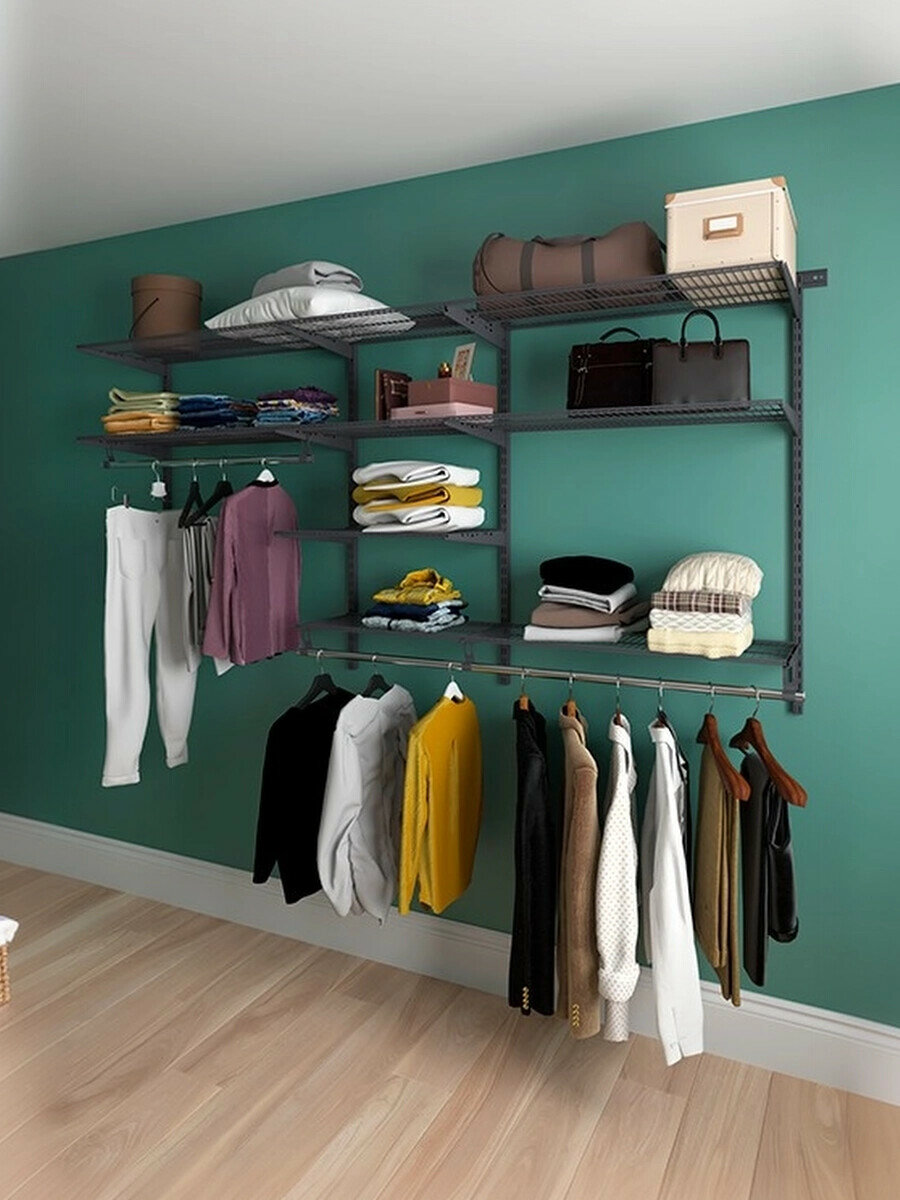 Гардеробная система хранения модульная Практик Optima G240 в цвете графит 1050x2550x450мм