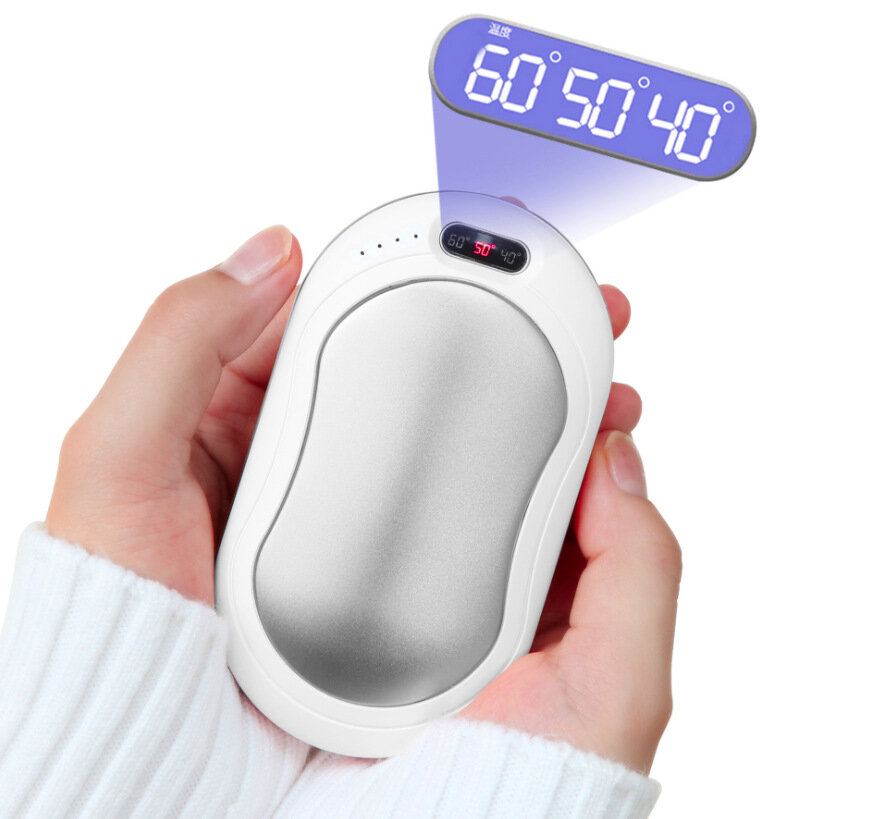 Горячая распродажа через границу: грелка для рук с функцией Power Bank, двустороннее нагревание, USB-зарядка, мобильный источник питания, трехуровневый цифровой дисплей температуры