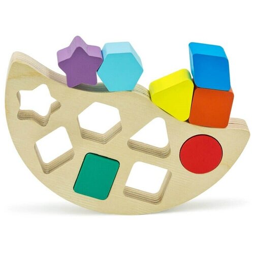 развивающая игрушка alatoys бл07 балансир геометрик Развивающая игрушка Alatoys балансир Радуга БЛ01, бежевый/разноцветный