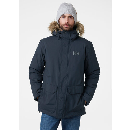 фото  парка helly hansen classic демисезонная, силуэт прямой, мембранная, водонепроницаемая, отделка мехом, капюшон, карманы, размер s, синий