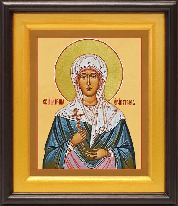 Мученица Ирина Египетская, икона в широком деревянном киоте 21,5*25 см