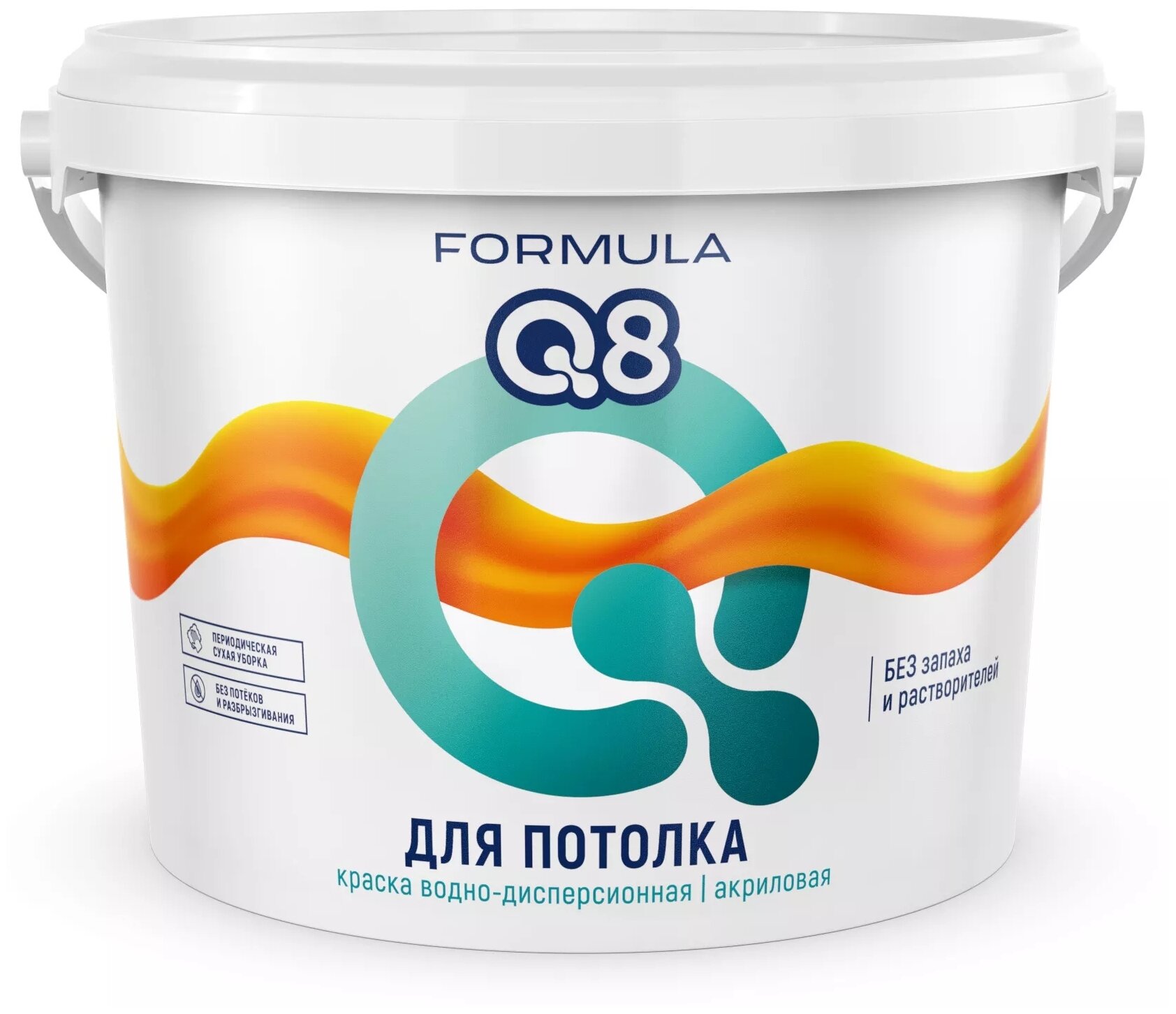 Краска для потолка водно-дисперсионная Formula Q8, акриловая, матовая, белая, 13 кг