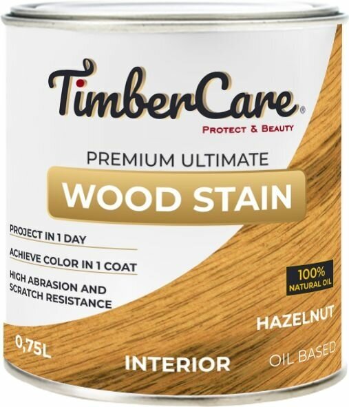 Тонирующее масло TimberCare Wood Stain (цвет: Лесной орех/ Hazelnut) банка 075л