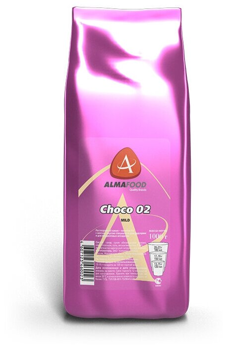 ALMAFOOD Choco 02 Mild Горячий шоколад растворимый, пакет, 1 кг