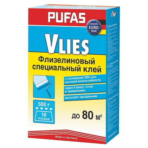 PUFAS Vlies Kleber 0.5 л 0.5 кг клей для обоев под покраску pufas euro 3000 флизелиновый с индикатором 0 42 л 0 3 кг