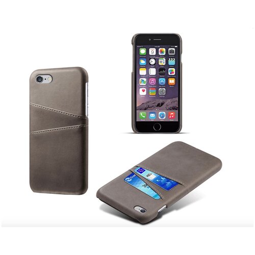 фото Чехол панель-накладка mypads для apple iphone 6/ 6s 4.7 (айфон 6 / 6с) из качественной импортной кожи с визитницей с отделением для банковских карт мужской женский серый