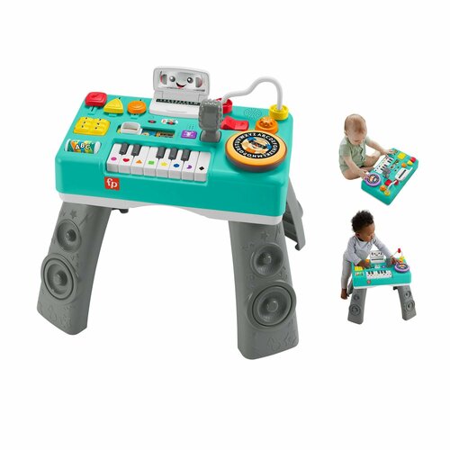 обучающий забавный игровой контроллер fisher price детская игрушка обучающая игрушка для ребенка Музыкальный детский стол Fisher-Price Mix & Learn DJ Table