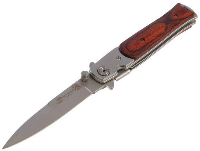 Складной нож Stinger с клипом, 100 мм, рукоять: сталь, дерево, коробка картон