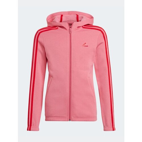 Толстовка adidas для девочек, карманы, капюшон, размер 164, розовый