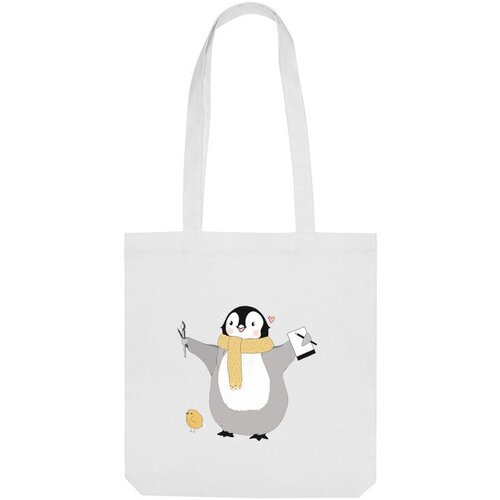 Сумка шоппер Us Basic, белый мужская футболка пингвин художник и цыпленок m зеленый