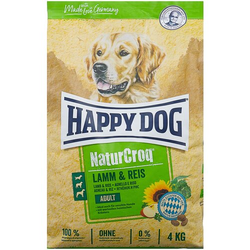 Сухой корм для собак Happy Dog NaturCroq, при чувствительном пищеварении, для здоровья кожи и шерсти, ягненок, с рисом 1 шт. х 4 кг