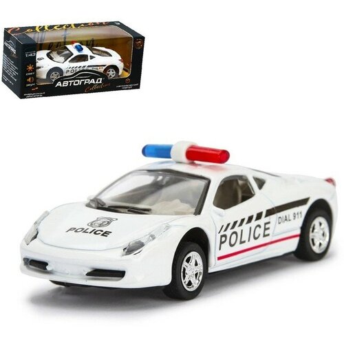 Машина металлическая «Полиция», инерционная, свет и звук, масштаб 1:43 машина р у масштаб 1 16 свет звук машины и мото