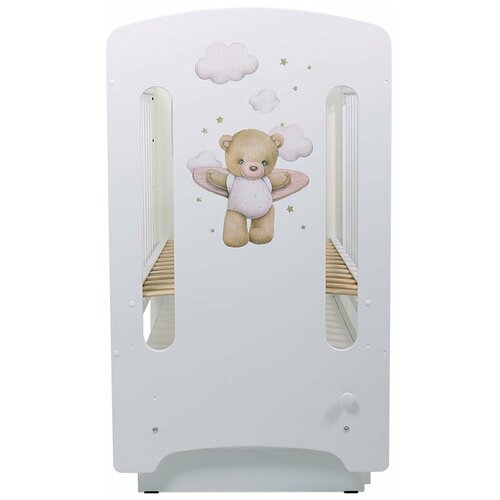 фото Кровать детская 120*60 "лучик" (арт.66) мдф маятник (белый+принт) топотушки