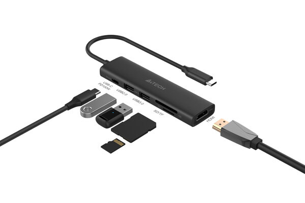 Разветвитель USB-C A4Tech DST-60C серый - фото №7