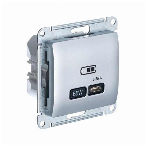 Glossa алюминий USB розетка тип-C 65W высокоскоростная зарядка QC, PD, механизм GSL000327 (5 шт.)