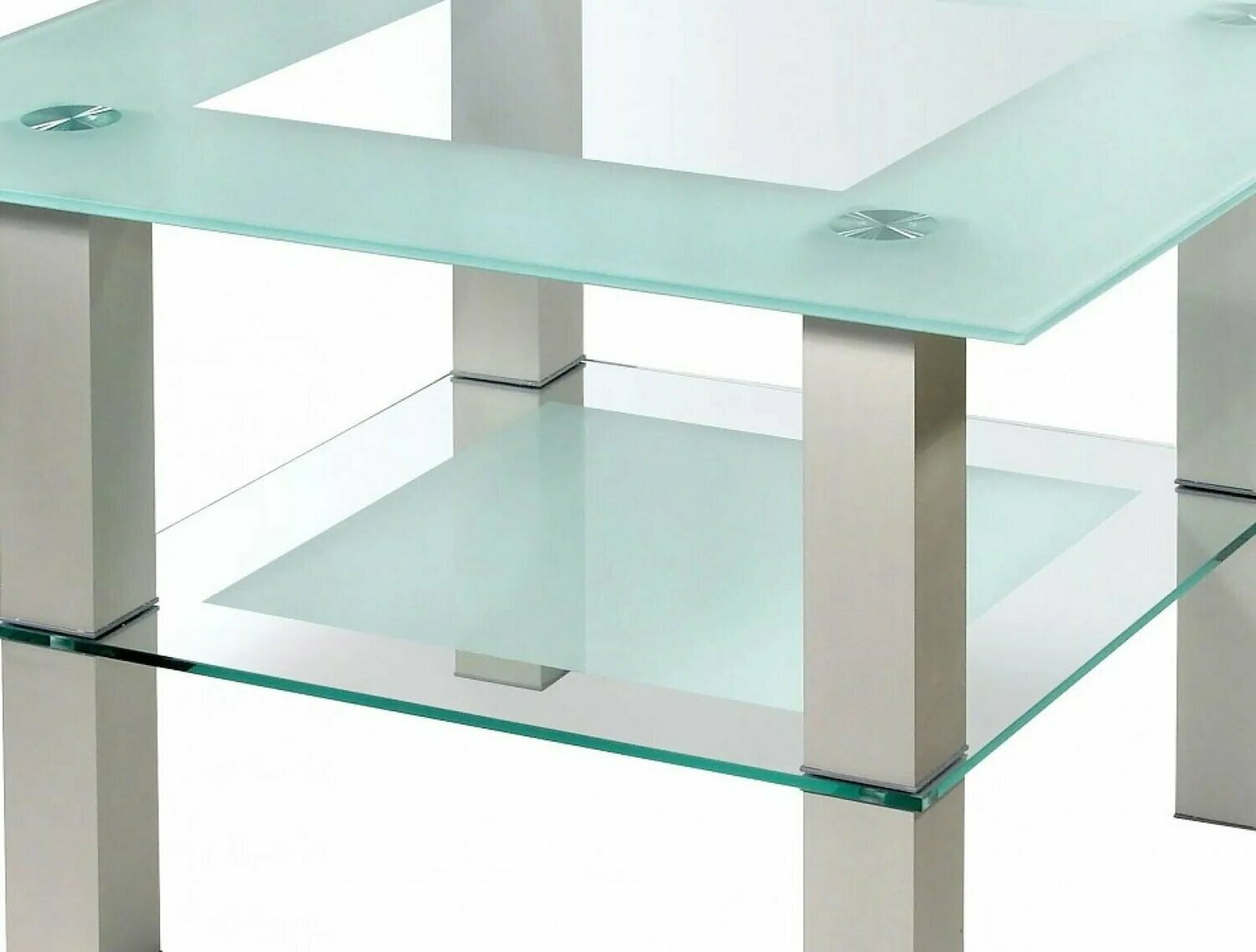 Стол журнальный Мебелик Кристалл 1 Алюминий/Прозрачное стекло