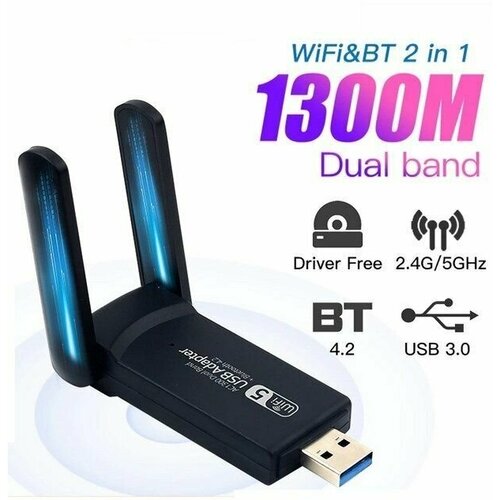 USB Wi-Fi модуль Dual Band+ Bluetooth Wi-Fi 5 FENVI AC1300 2.4 и 5GHz 1300 Mbps