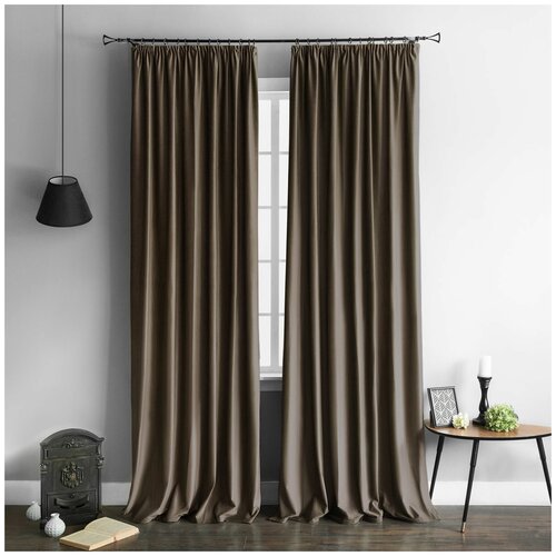 фото Комплект штор pasionaria "бархат коричневый" на шторной ленте, 145х270 см - 2 шт.