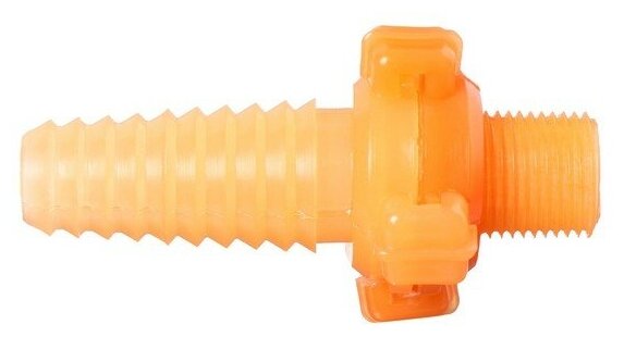Штуцер, наружная резьба 1/2" (12 мм), под шланг 3/4" (19 мм) – 1" (25 мм), разъёмное соединение «Байонет», пластик