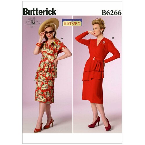 Выкройка BUTTERICK №6266 Платье с баской выкройка butterick 5940 блузка с баской