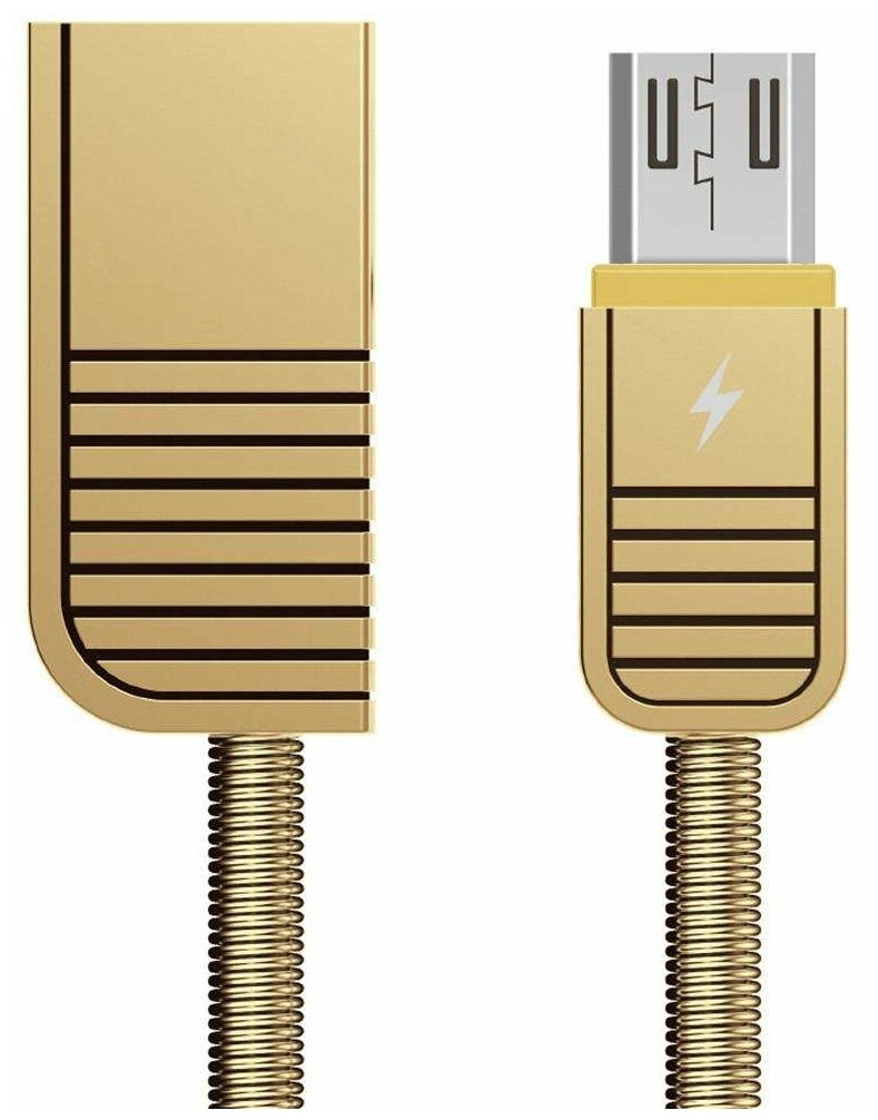 USB дата-кабель Remax Linyo Series Cable (RC-088m) MicroUSB 2.1A круглый (1.0 м) Золотистый