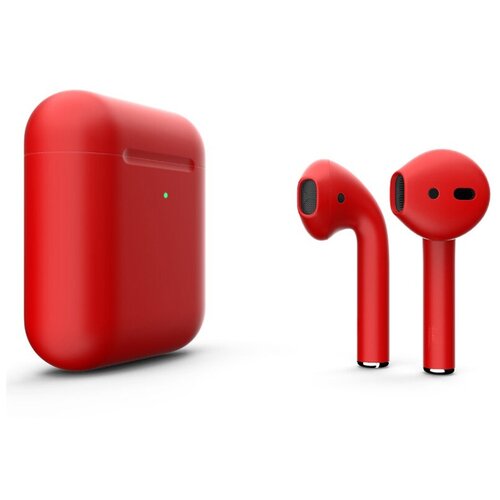 фото Беспроводные наушники apple airpods 2 color (беспроводная зарядка чехла), матовый красный