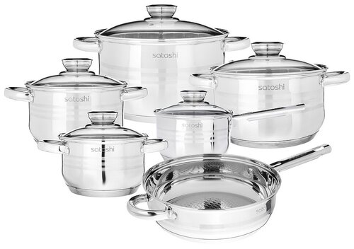 Набор посуды Satoshi Kitchenware Рокруа 822132  12 пр. серебристый 12