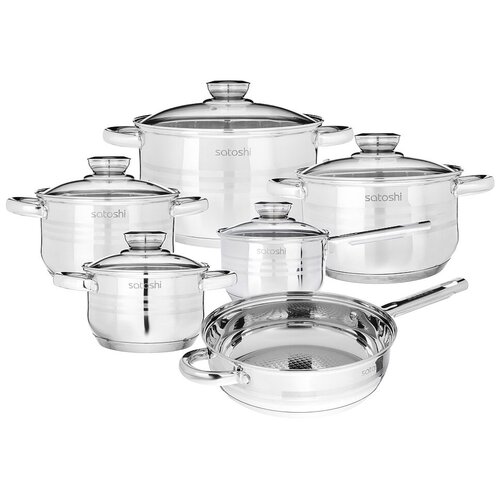 фото Набор посуды satoshi kitchenware рокруа 822132 12 пр. серебристый