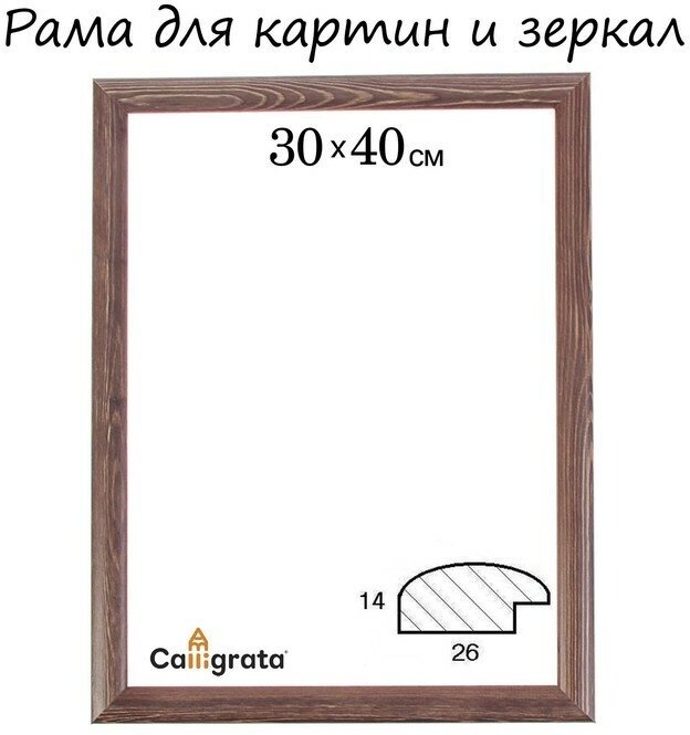 Calligrata Рама для картин (зеркал) 30 х 40 х 2,6 см, дерево, Berta, темно-коричневая