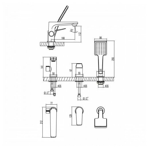 Смеситель на борт ванны Lemark Bronx LM3745GM - фотография № 3