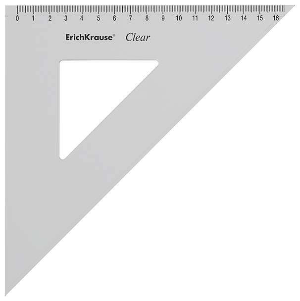Угольник пластиковый Clear, 16см/45°, прозрачный, в коробке-дисплее
