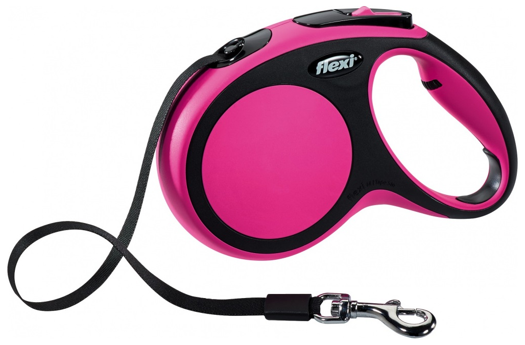 Flexi New Comfort M Рулетка для собак весом до 25кг длинна 5м с лентой розовая - фотография № 1