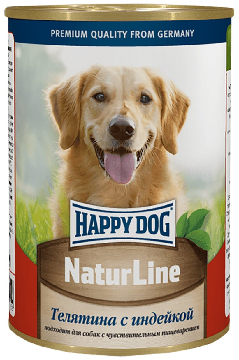 Консервы Happy Dog Natur Line с телятиной и индейкой 410гр