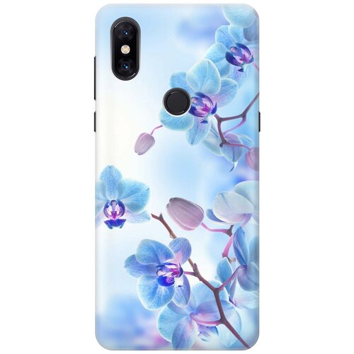 фото Cиликоновый чехол на xiaomi mi mix 3 / сяоми ми микс 3 с принтом "голубые орхидеи" gosso