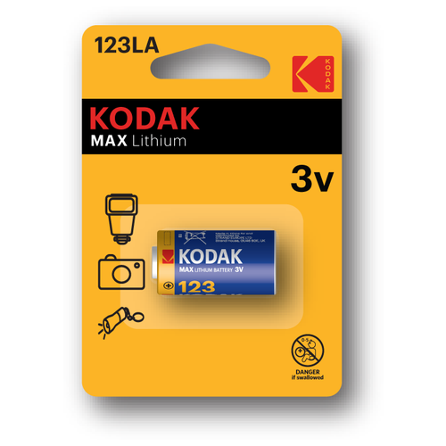 Батарейка Kodak CR123 для фотоаппарата, фототехники, 1 шт.