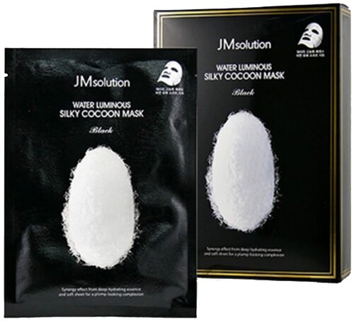 JM Solution маска для упругости кожи с протеинами шелка Water Luminous Silky Cocoon Mask Black, 370 г, 10 шт. по 35 мл