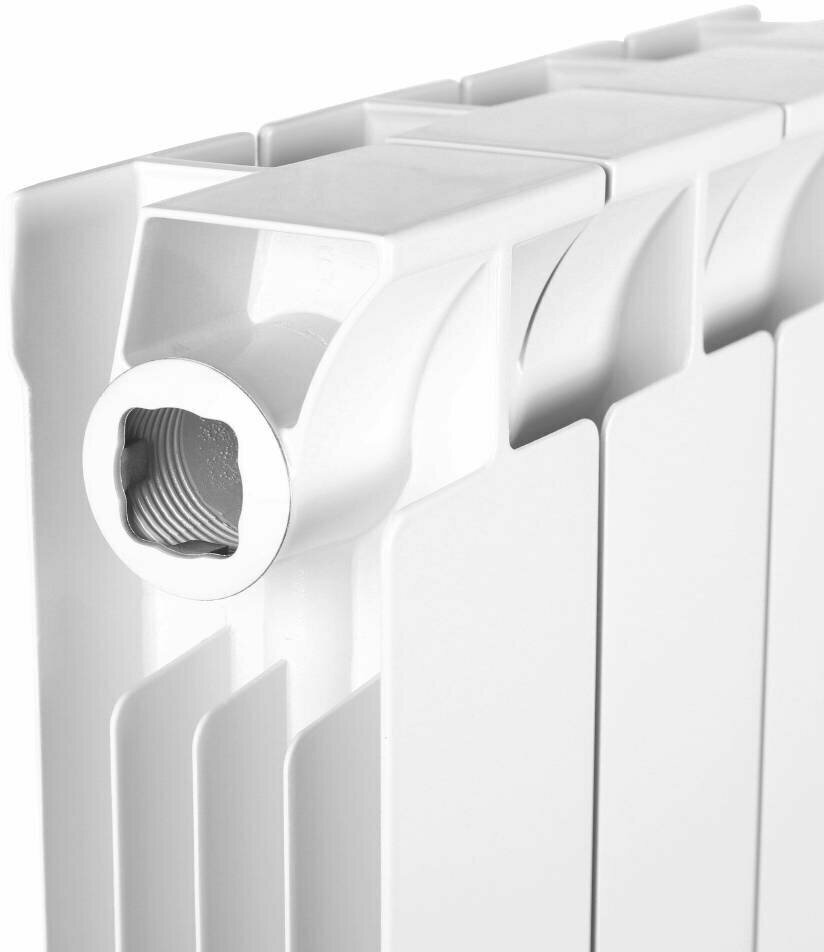 Биметаллический секционный радиатор STOUT Style 500, 4 секции, белый - фото №7