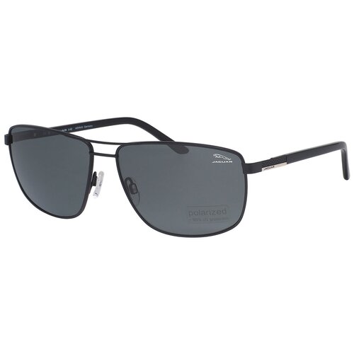 Солнцезащитные очки Jaguar, прямоугольные, оправа: металл, спортивные, поляризационные, для мужчин, черный