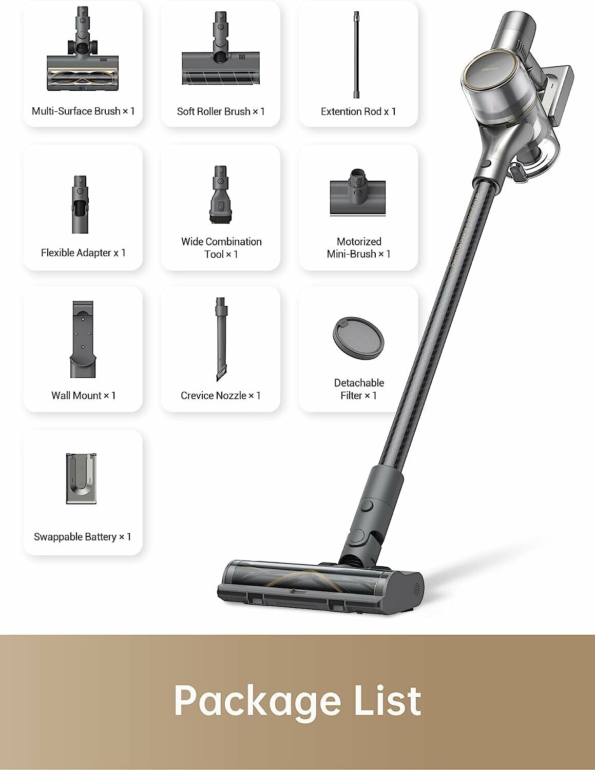 Пылесос вертикальный Dreame Cordless Vacuum Cleaner R20 Grey (VTV97A) - фото №9