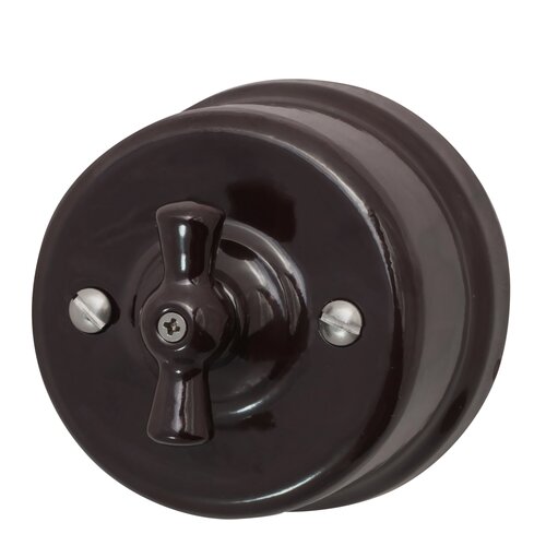 Выключатель двухклавишный ретро керамика Bironi Лизетта коричневый, B1-202-02