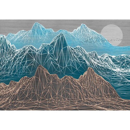 Моющиеся виниловые фотообои GrandPiK Графика. Разноцветные горы, 400х280 см