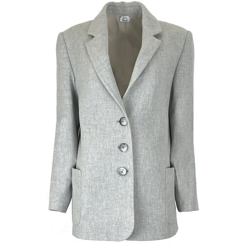 Пиджак IRINA DIDUSHENKO, удлиненный, силуэт прямой, размер 48, серый