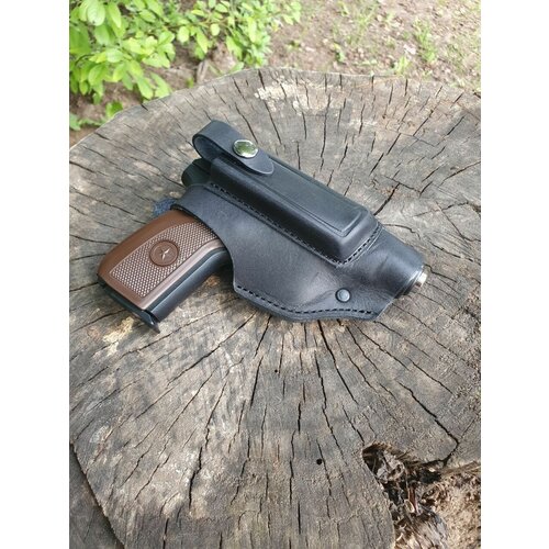 Кобура черная с пеналом для магазина Традиция формованная натуральная кожа