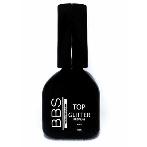 BBS professional топ GLITTER без липкого слоя с глиттером для маникюра наращивания моделирования ногтей эффект хайлайтера,13мл.