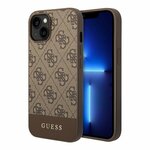 Чехол Guess PU 4G Bottom stripe Metal logo Hard для iPhone 13, коричневый - изображение