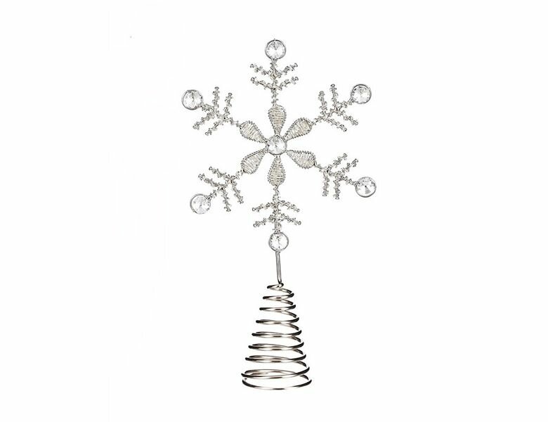 Ёлочная верхушка снежинка флёр, металлическая, серебряная, 28 см, Edelman 1100186-3