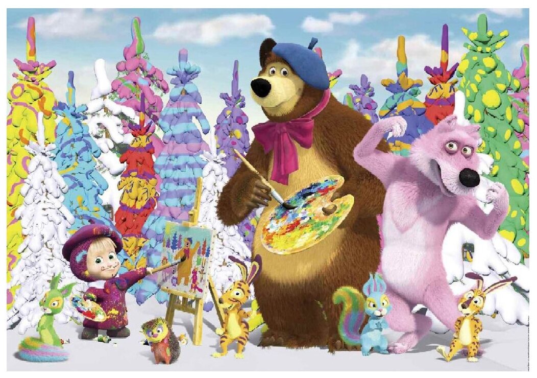 Фотообои бумажные детские Симфония Картина маслом К- 138 Маша и Медведь