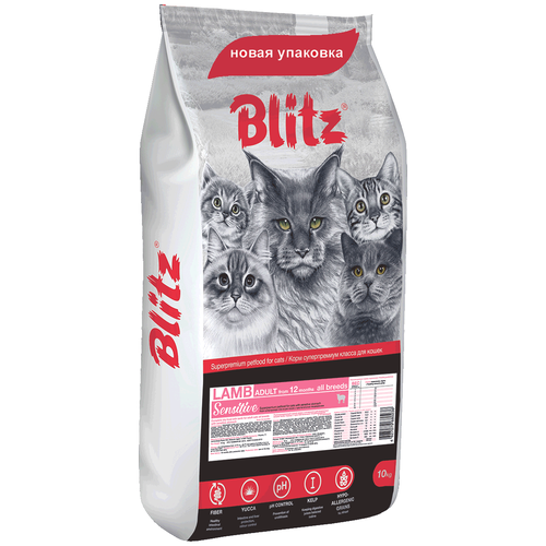 Сухой корм для кошек Blitz Sensitive с ягненком 10 кг