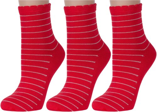 Носки Красная Ветка, 3 пары, размер 23-25, красный